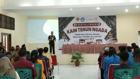 sosialisasi kain tenun Ngada di Aula UPTD Museum Provinsi NTT
